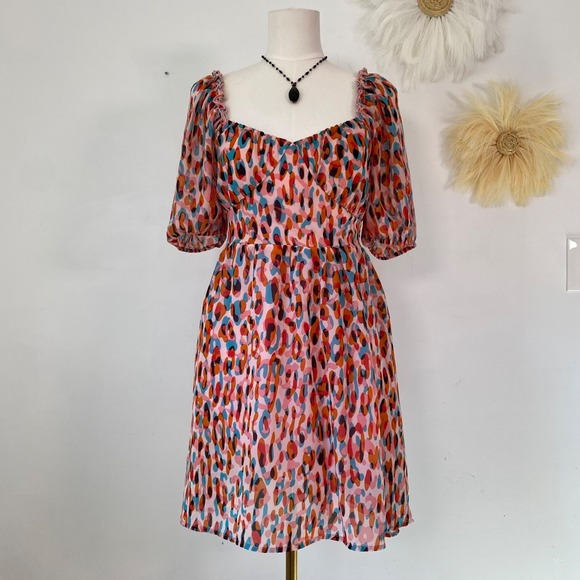 Jessica Simpson Dresses & Skirts - Jessica Simpson Womens Milkmaid Fairy Dress Size M Puff Sleeve Coquette Babydoll